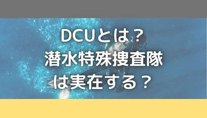 DCUとは？海上保安庁に実在する？海猿と潜水特殊捜査隊の違いも解説